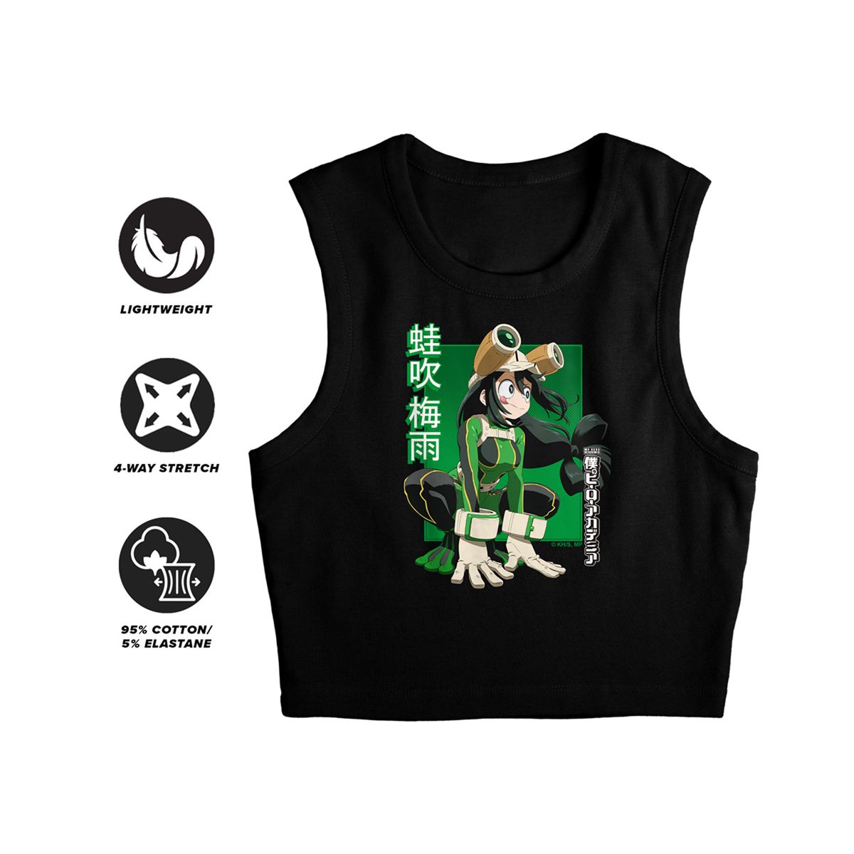 Women's My Hero Academia Tsuyu Asui Heroic Pose Sleeveless Crop Top Tank - thumbnail 4