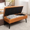 TiramisuBest 43.3" Brown PU Leather Storage Bench Ottoman for Bedroom, Entryway & Foot of Bed - 3 of 4