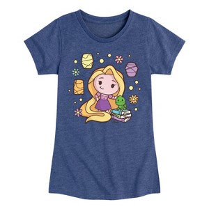 Girls' - Disney Princess - Kawaii Chibi Rapunzel and Pascal Fitted Short Sleeve Graphic T-Shirt - 1 of 4