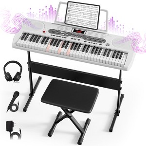 SKONYON 61-Key Electronic Keyboard Piano Set with LCD Screen, Lighted Keys, 3-Teaching Modes; Ideal for Keyboard Piano for Beginners - 1 of 4