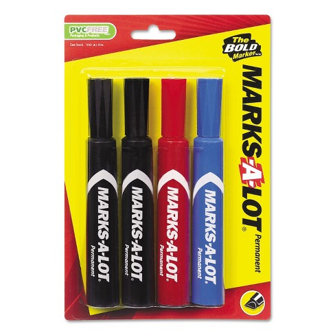 Marks-A-Lot Permanent Markers, Large Desk-Style Size, Chisel Tip