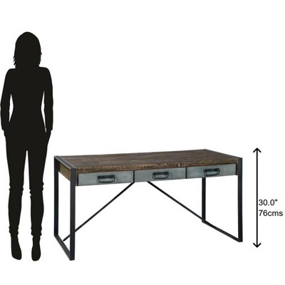 Black and Gray Industrial Wood Home Office Desk