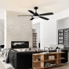 Ludomide 52" Black Ceiling Fan with Light and Remote Control,Indoor/Outdoor Ceiling Fan for Bedroom, Living Room, Patio - 2 of 4