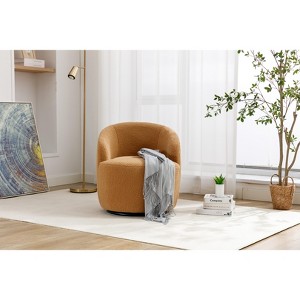 Ridstar Upholstered Velvet Swivel Accent Chair & Armchair With Metal Ring For Office, Reading & Living Room-khaki - 1 of 4
