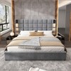 California King Upholstered Platform Bed with Wall Sconce and USB Port - 4 of 4