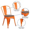 Emma and Oliver 4 Pack Metal Stackable Chair with Wood Seat - 4 of 4