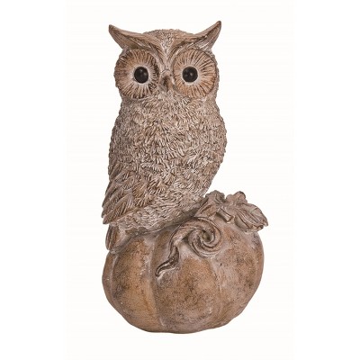 Transpac Resin 7 in. Brown Autumn Characters On Pumpkin