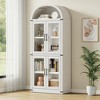 Coolmee Arched Bookshelf with Doors, Farmhouse Display Storage Shelves, 71.4in Tall Wooden Rounded Bookcases for Living Room, Kitchen, Office - 3 of 4