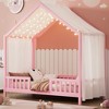 Racxily Montessori Floor Bed with Canopy, Bed Frame for Kids, House Shape Toddler Bed Frame with High Railings, Wood Kids Bed with Roof, Kid Bed - 3 of 4