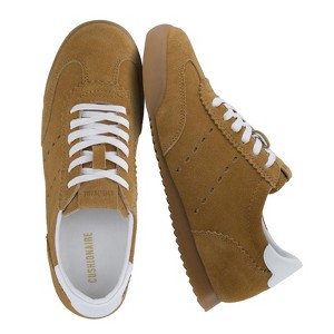 CUSHIONAIRE Tick Tock Women's Genuine Leather Lace-Up Casual Sneaker – Retro-Inspired Walking Shoe with Gum Rubber Outsole, Cushioned Arch Support - 1 of 4