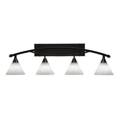 Toltec Lighting Bow 4 - Light Vanity in  Black Copper with 7" White Muslin Shade