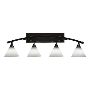 Toltec Lighting Bow 4 - Light Vanity in  Black Copper with 7" White Muslin Shade - 1 of 1
