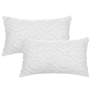 Unique Bargains Shaggy Plush Faux Fur Throw Patterned Pillow Covers 2 Pcs - 1 of 4