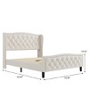 Platform Bed Frame Modern Upholstered with Wingback Headboard for Bedroom Queen Size - 3irtyhousy - 4 of 4