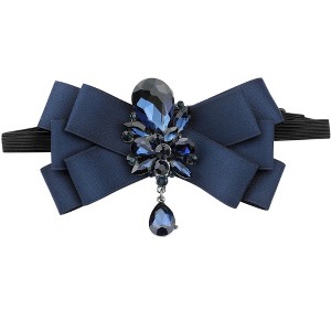 INSPIRE CHIC Women's Satin with Blue Rhinestone Bow Tie One Size Navy Blue - 1 of 4