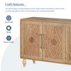 Vynxaria Carved Flower Door Large Storage Cabinet With Metal Handle Suitable For Living Room, Kitchen, Entryway(NATURAL WOOD) - 3 of 4