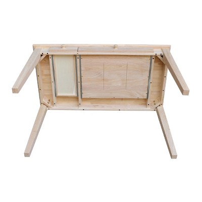 Natural Wood Rectangular Desk with Flip Down Drawer