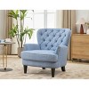Vintage Lounge Chair with Nailhead Trim, Chair with Curved Backrest for Living Room, Wood Frame Chair with Polyester Cushion-Coolbibila - 3 of 4
