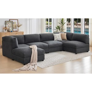 AMERLIFE U-Shaped Modular Sectional Sofa with Ottoman, Oversized Couch for Living Room - 1 of 4