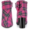 Perphy Women's Plaid Pointy Toe Rhinestone Bow Zipper Chunky Heels Ankle Boots - 2 of 3