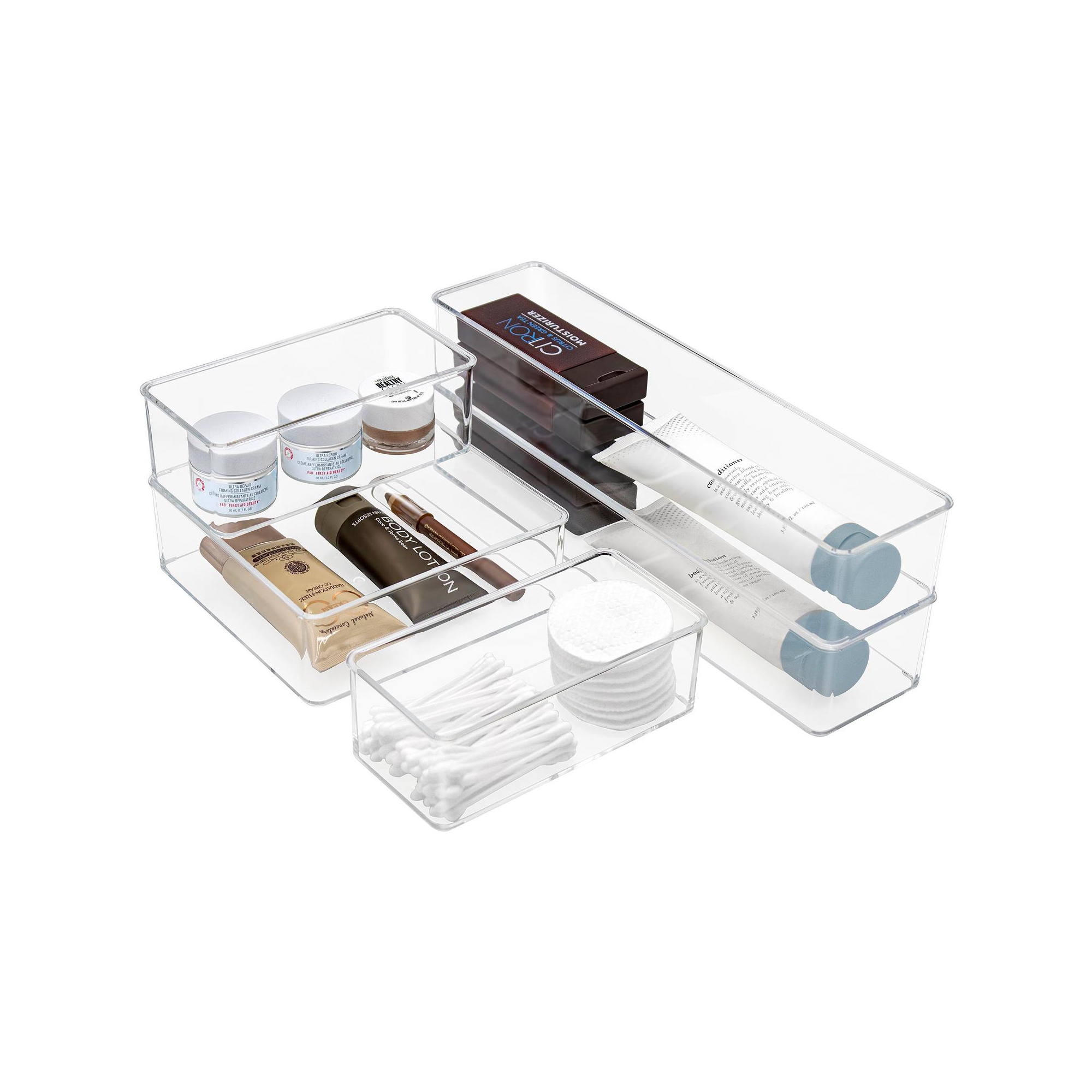 Sorbus Clear Drawer Organizer 5-Piece Set, Multi-Purpose Organizer Bins for Makeup, Vanity, Bathroom, and more