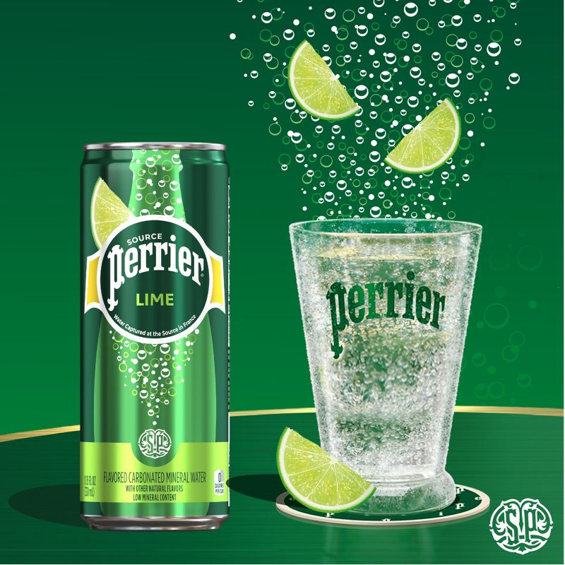 Perrier Lime Flavored Sparkling Water - 8pk/11.15 fl oz Cans, 2 of 12
