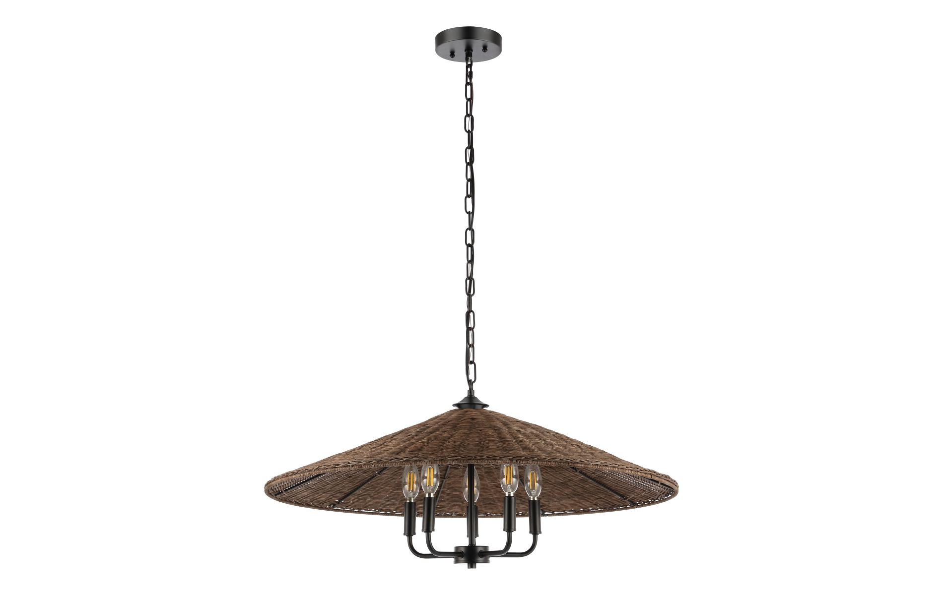 Palmera 5 Light 30" Pendant - PND4211 - Dark Natural/Black - Safavieh