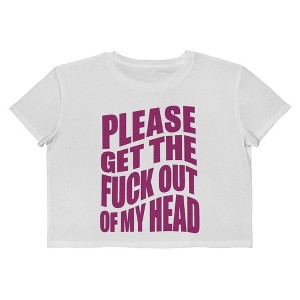 Rerun Island Women Please Get The F Out Of My Head Short Sleeve Graphic Cotton Cropped Loose T-shirt - 1 of 4