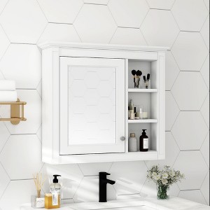 NicBex Wall Mounted Bathroom Storage Cabinet with Mirror,Modern Bathroom Wall Cabinet with 3 Open Shelves,Bathroom Medicine Cabinet for Bathroom - 1 of 4