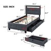 Linen Twin Platform Bed with LED Frame & 2 Drawers - Stylish & Functional - 4 of 4