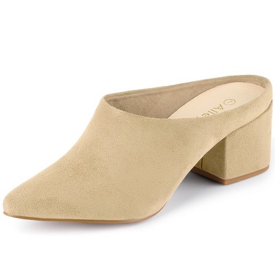 Allegra K Women's Pointed Toe Slip on Block Heel Slide Mules