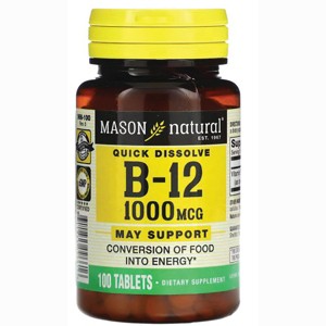 Mason Natural B-12 1,000 mcg 100 Tablets - 1 of 3