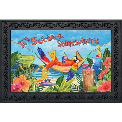 Tropical Parrot Beach Theme Rubber Doormat 30" x 18"