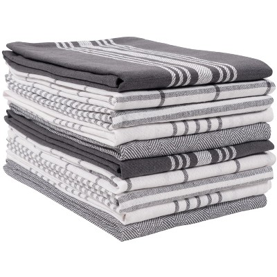 Kitchen Towels Set 4 Striped Dish Towels Absorbent Cotton Tea Towels Black  18x28