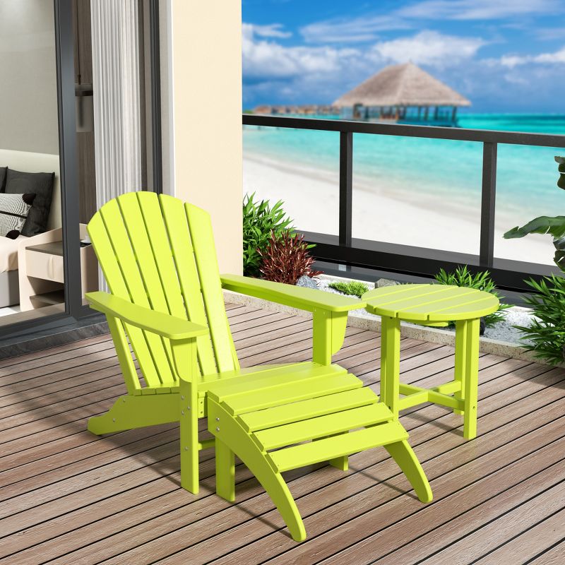 WestinTrends Dylan HDPE Outdoor Patio Adirondack Chair with Ottoman and Side Table (3-Piece), 2 of 7