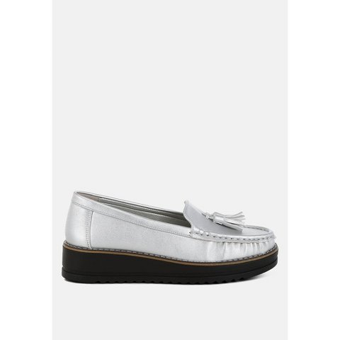 Женские туфли London Rag Womens Larana Metallic Tassel Detail Loafers 9