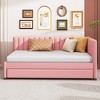 Twin/Full Size Upholstered Daybed Frame with Trundle/2 Storage Drawers, Beige/Gray/Pink/Yellow, 4A -ModernLuxe - image 2 of 4