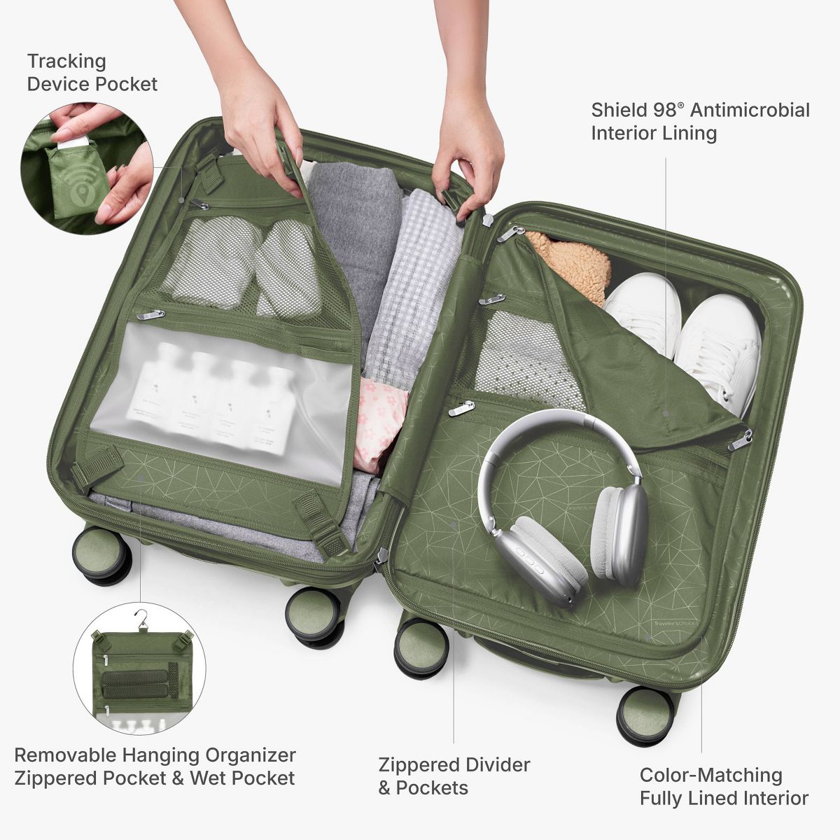 Traveler’s Choice Edinburgh 3pc Luggage Set with Packing Cubes - thumbnail 9
