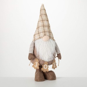 23.5"H Sullivans Cream Plaid Standing Gnome  Christmas Decor  Multicolored - 1 of 3