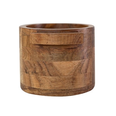 Handled Natural Acacia Wood Pinch Bowl for Serving