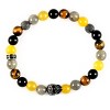 Crucible Men's Skull with Onyx, Labradorite, Yellow Jade and Tiger Eye Stones Stretch Bracelet (8mm) - 2 of 4