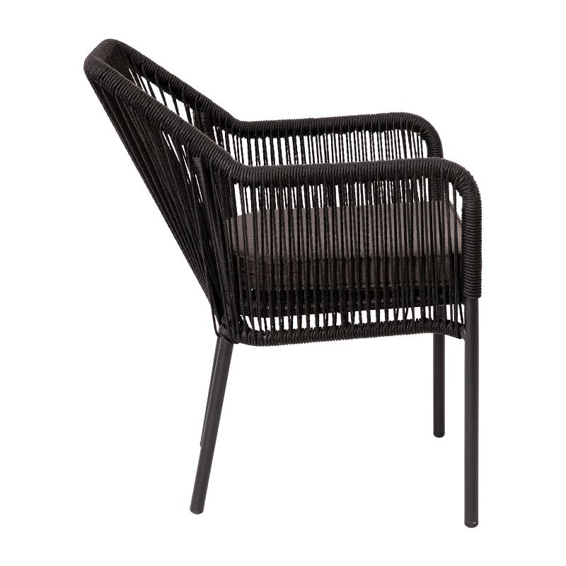 Merrick Lane Outdoor Furniture Sets 2 Piece All-Weather Woven Patio Chairs With Cushions, 6 of 18