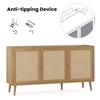 Okak Sideboard Cabinet, Buffet Cabinet with 3 Rattan Decorated Doors, Storage Cabinet for Living Room, Dining Room, Kitchen, Natural - 4 of 4