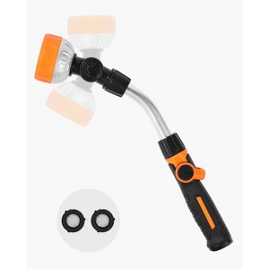 VEVOR Watering Wand, 15-Inch Heavy Duty Garden Hose Wand with 8 Spray Patterns & 180° Swivel Head, with on/off Thumb Control, Orange&Black - 1 of 4