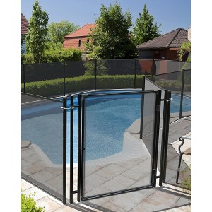 Swimming Pool Fence , Pool Fence for Inground and Above Ground Pool, Mesh Pool Safety Fence with Stainless Steil Feet, Black Pool Fencing - 1 of 4