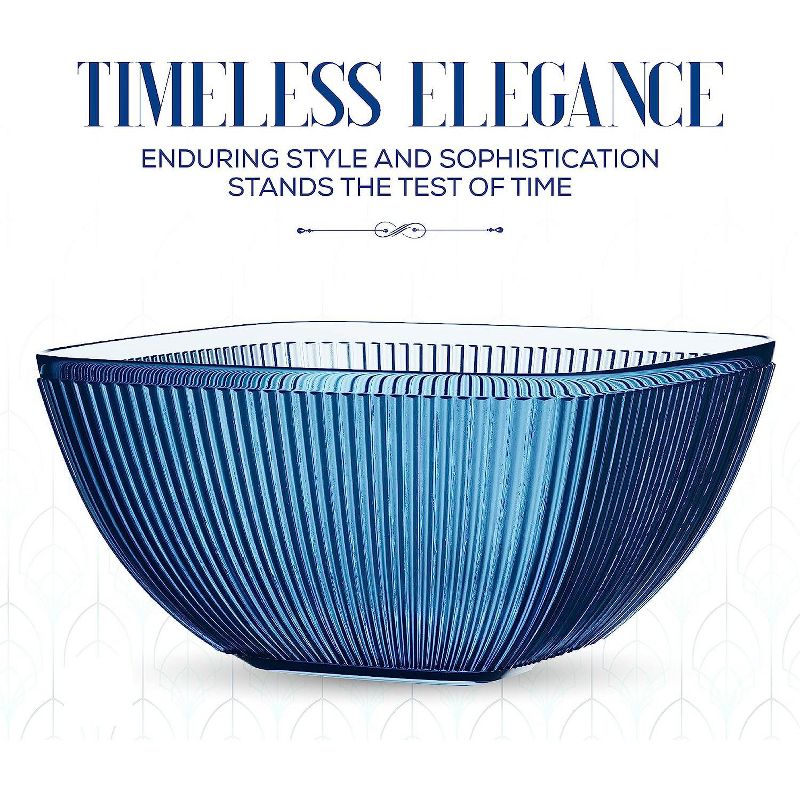 Elle Decor Large Acrylic Serving Bowl, 113-Ounce Capacity for Fruits, Popcorn, Reusable, BPA-Free Indigo Blue Ribbed Server for Parties and BBQ’s, 2 of 8