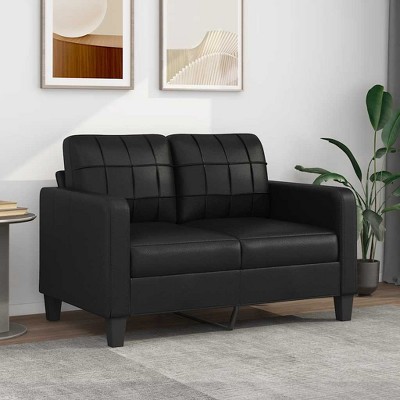 2-seater Sofa Black Faux leather, metal, textilene 2-seater vidaXL