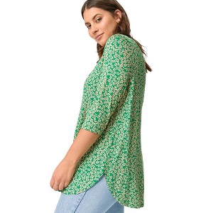 ellos Plus Size Three-Quarter Sleeve Curved Hem Tunic - 1 of 4
