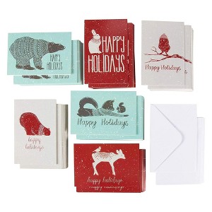 Sustainable Greetings 144 Pack Holiday Greeting Cards Assortment with Envelopes Sending Holiday Wishes, 6 Christmas Animal Designs, 4x6 In - 1 of 4