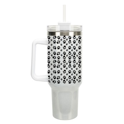 Elanze Designs Puppy Dog Pawprint Pet Love 40 oz. Stainless Steel, Large Water Bottle Coffee Mug, Spill & Leak Resistant, Thermal Travel Tumbler with